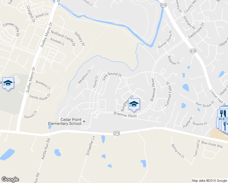 map of restaurants, bars, coffee shops, grocery stores, and more near 10062 Moxleys Ford Lane in Bristow