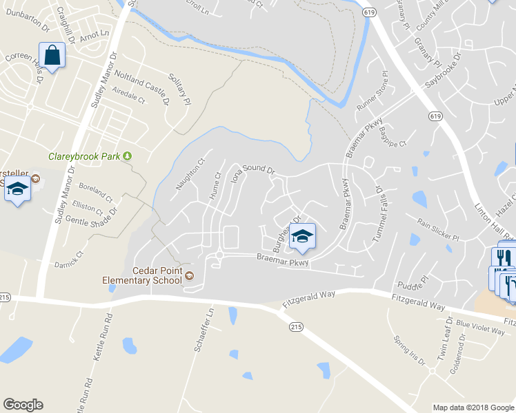 map of restaurants, bars, coffee shops, grocery stores, and more near 10060 Moxleys Ford Lane in Bristow