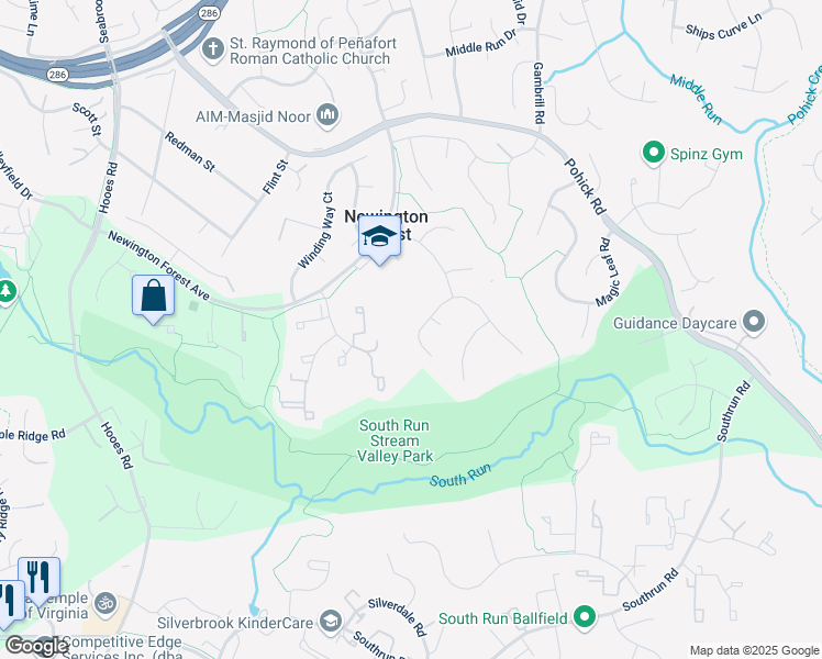 map of restaurants, bars, coffee shops, grocery stores, and more near 8484 Rainbow Bridge Lane in Springfield