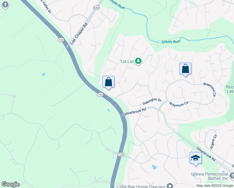 map of restaurants, bars, coffee shops, grocery stores, and more near 9702 South Run Oaks Drive in Fairfax Station