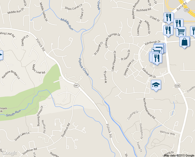 map of restaurants, bars, coffee shops, grocery stores, and more near 8008 Pyracantha Court in Springfield