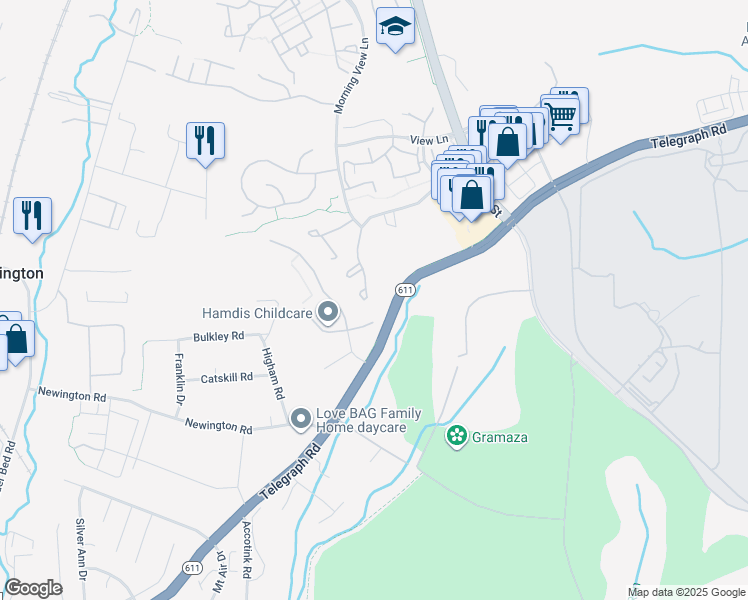 map of restaurants, bars, coffee shops, grocery stores, and more near 8067 Sky Blue Dr in Alexandria