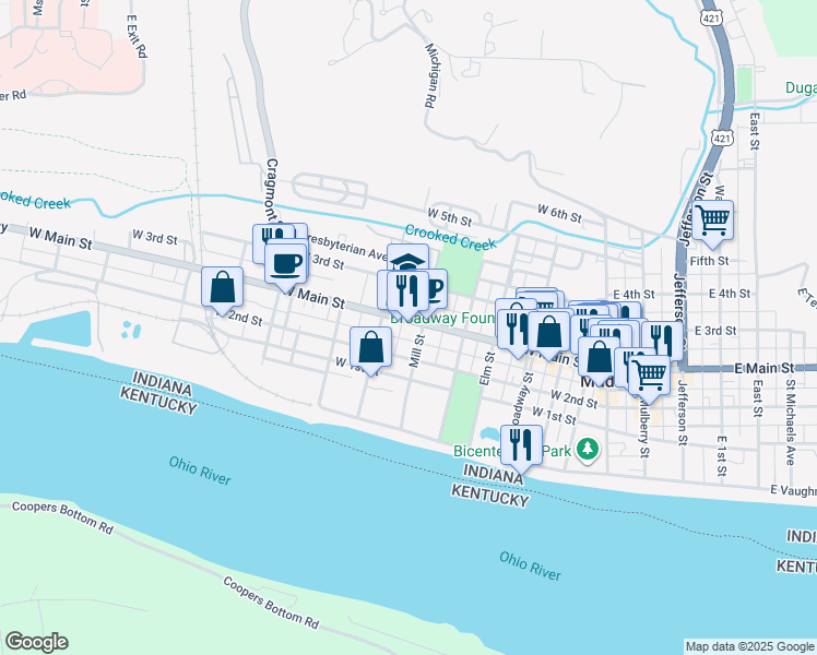 map of restaurants, bars, coffee shops, grocery stores, and more near 631 West Main Street in Madison