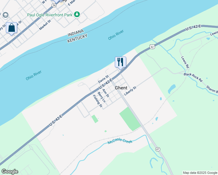 map of restaurants, bars, coffee shops, grocery stores, and more near Henry Clay Ln in Ghent