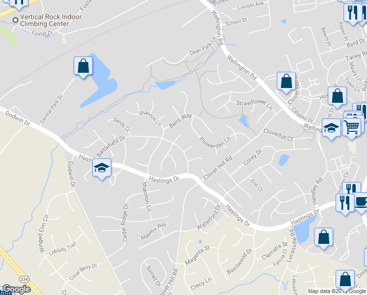 map of restaurants, bars, coffee shops, grocery stores, and more near 9628 Brendel Way in Manassas