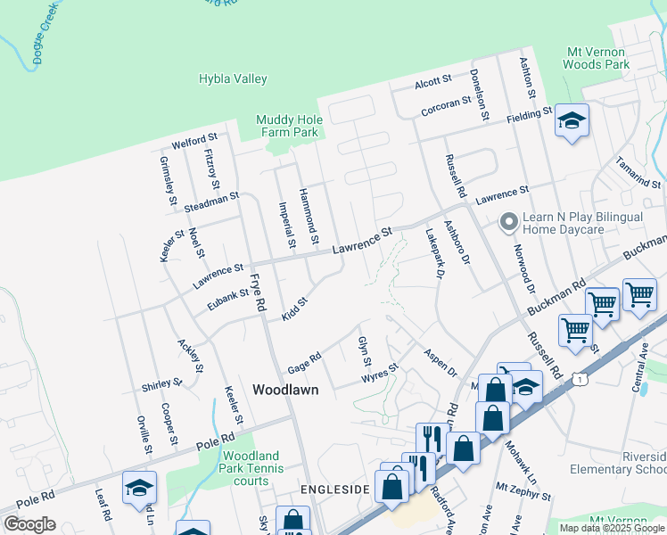 map of restaurants, bars, coffee shops, grocery stores, and more near 8112 Kidd Street in Alexandria