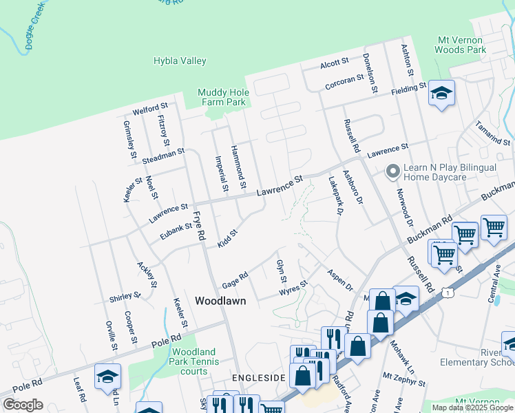 map of restaurants, bars, coffee shops, grocery stores, and more near 8112 Kidd Street in Alexandria
