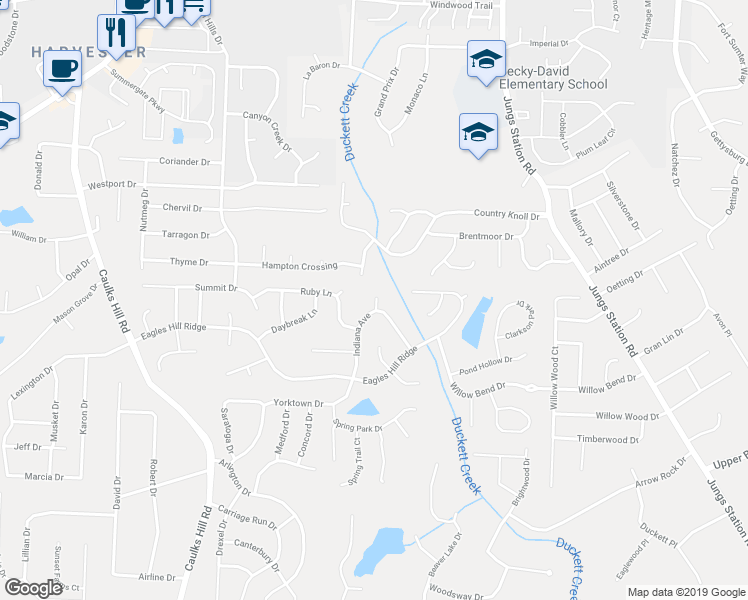 map of restaurants, bars, coffee shops, grocery stores, and more near 3442 Illinois Court in St. Peters