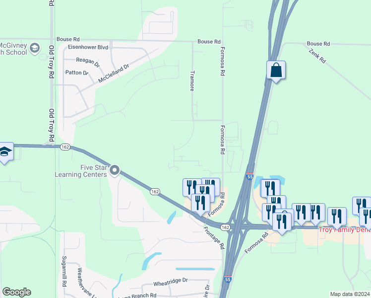 map of restaurants, bars, coffee shops, grocery stores, and more near 2116 Tramore in Troy