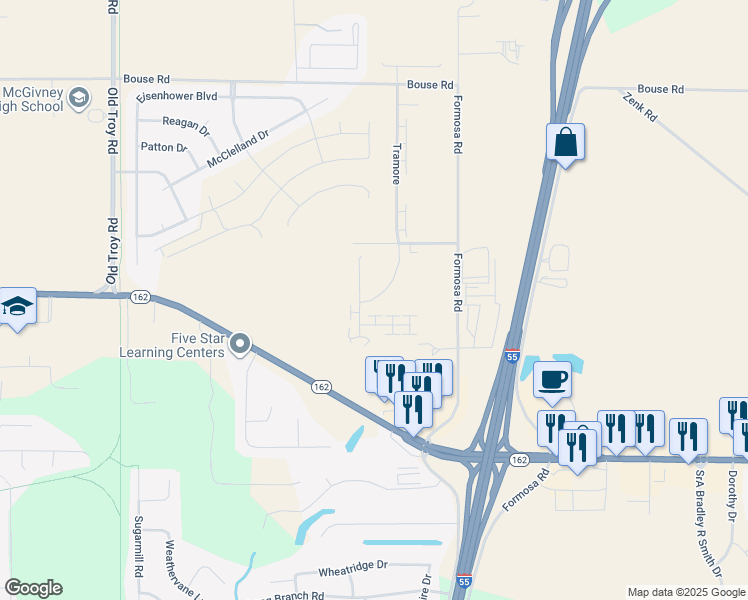 map of restaurants, bars, coffee shops, grocery stores, and more near 2110 Tramore in Troy