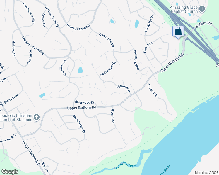 map of restaurants, bars, coffee shops, grocery stores, and more near 66 Davenport Court in Saint Charles