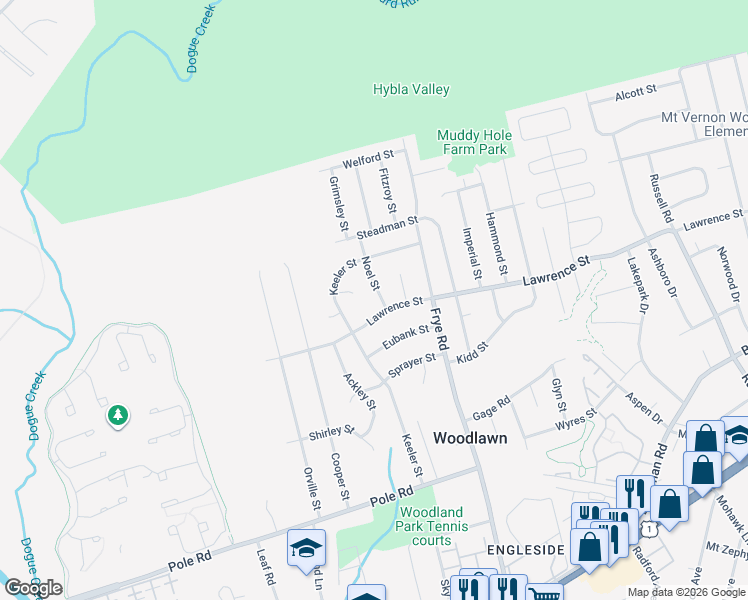 map of restaurants, bars, coffee shops, grocery stores, and more near 8016 Noel Street in Alexandria