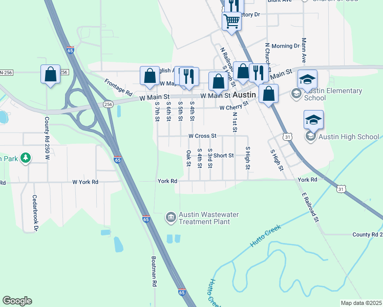 map of restaurants, bars, coffee shops, grocery stores, and more near 550 Short Street in Austin