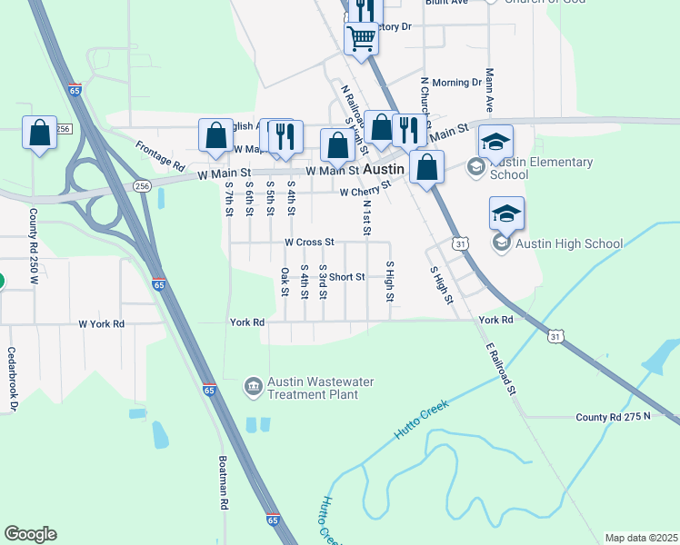 map of restaurants, bars, coffee shops, grocery stores, and more near 307 South 2nd Street in Austin