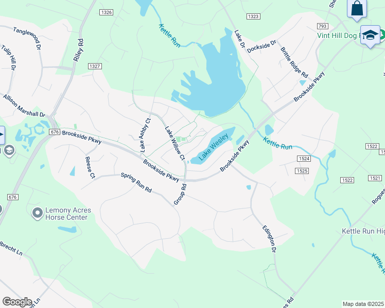 map of restaurants, bars, coffee shops, grocery stores, and more near 3312 Boathouse Road in Warrenton