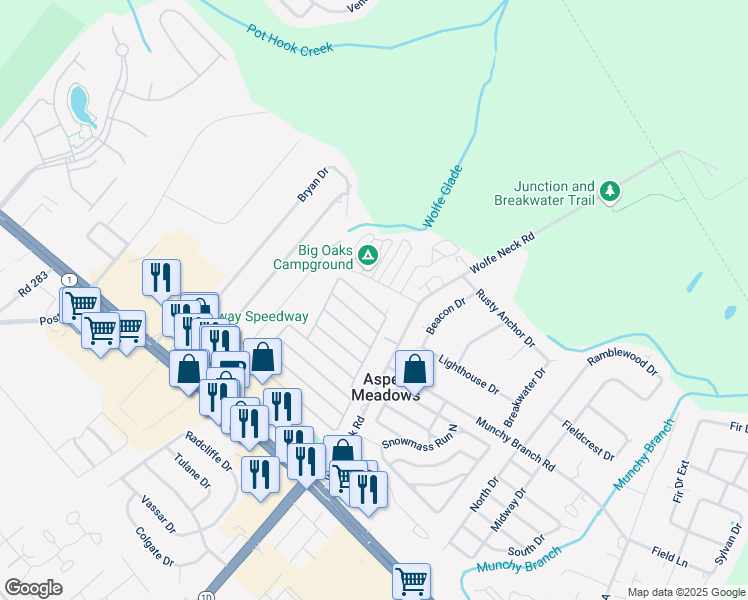 map of restaurants, bars, coffee shops, grocery stores, and more near 20 Carriage Lane in Rehoboth Beach
