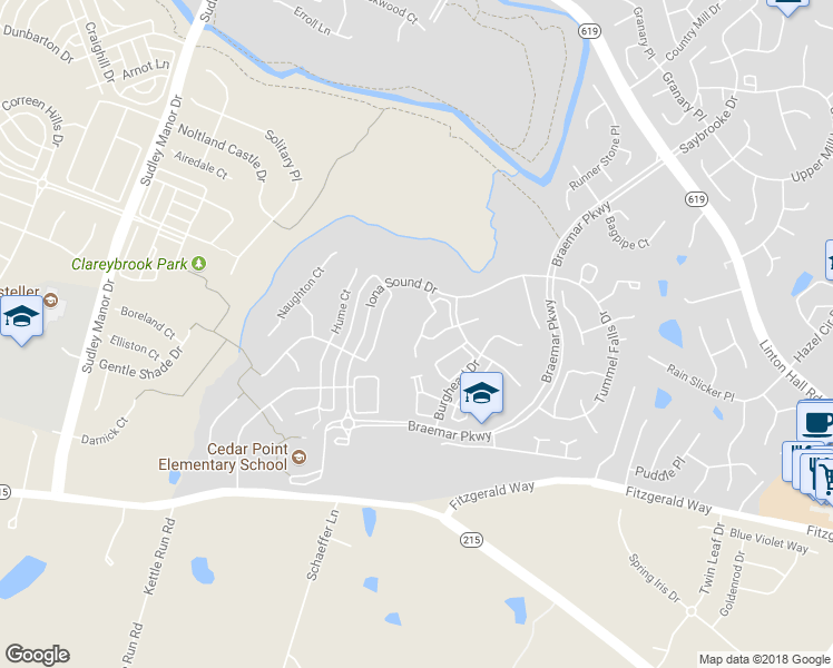 map of restaurants, bars, coffee shops, grocery stores, and more near 10042 Moxleys Ford Lane in Bristow