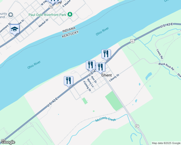 map of restaurants, bars, coffee shops, grocery stores, and more near Henry Clay Lane in Ghent
