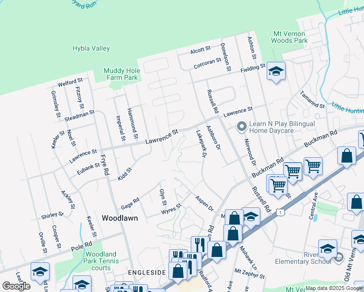 map of restaurants, bars, coffee shops, grocery stores, and more near 4340 Cedarlake Court in Alexandria