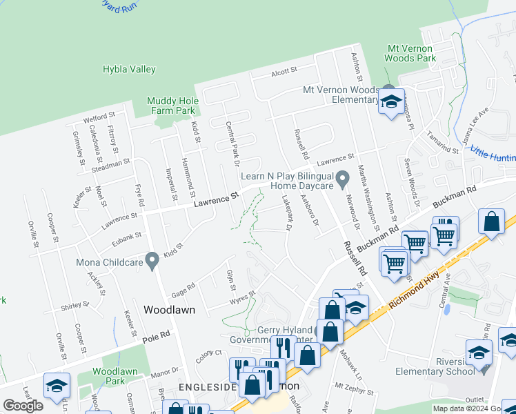 map of restaurants, bars, coffee shops, grocery stores, and more near 4340 Cedarlake Court in Alexandria