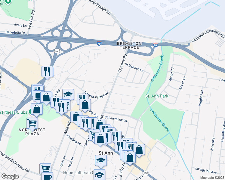 map of restaurants, bars, coffee shops, grocery stores, and more near in Bridgeton