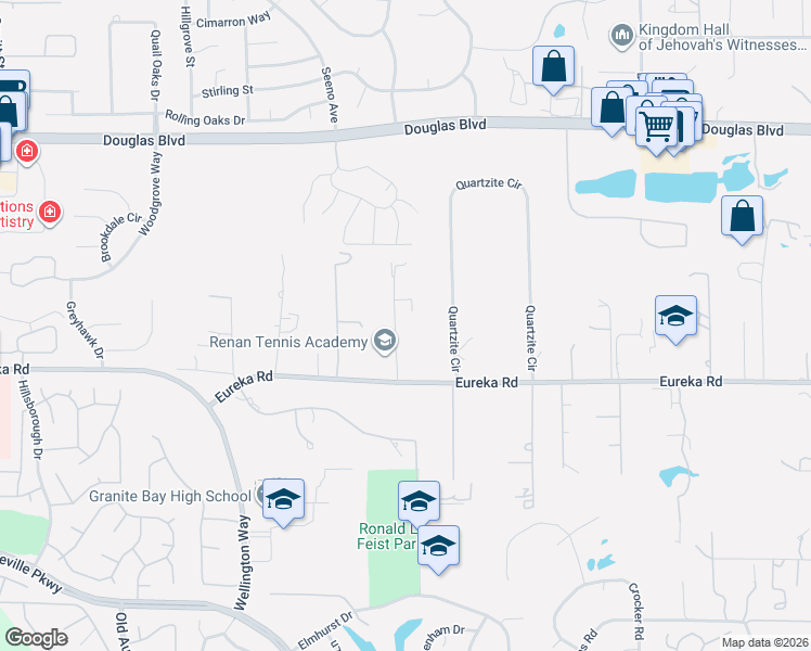map of restaurants, bars, coffee shops, grocery stores, and more near 8955 Carriage Drive in Granite Bay