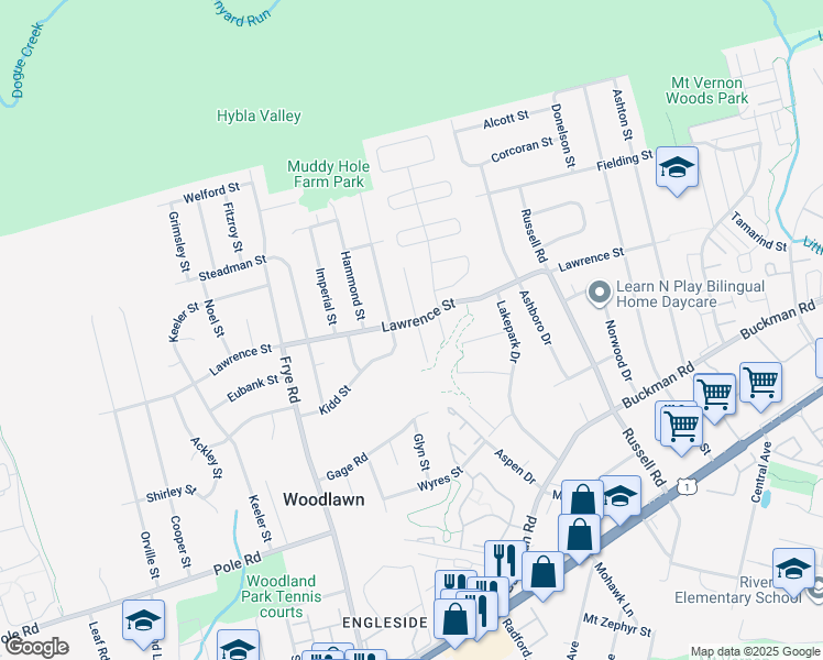 map of restaurants, bars, coffee shops, grocery stores, and more near 8102 Pinelake Court in Alexandria