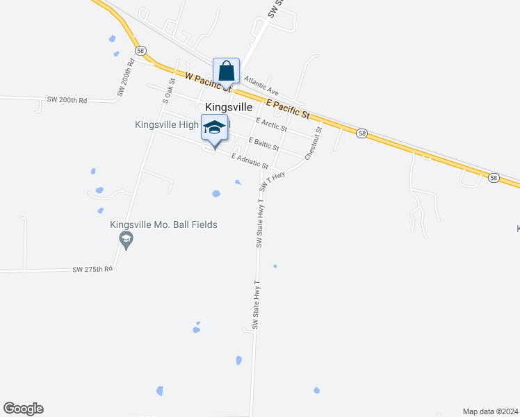 map of restaurants, bars, coffee shops, grocery stores, and more near 218 Southwest State Highway T in Kingsville