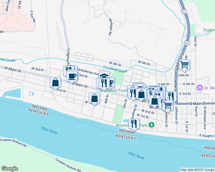 map of restaurants, bars, coffee shops, grocery stores, and more near 608 West 3rd Street in Madison