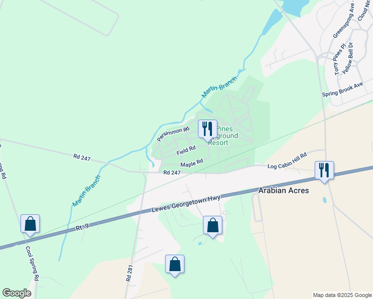 map of restaurants, bars, coffee shops, grocery stores, and more near 29604 Hickory Road in Lewes