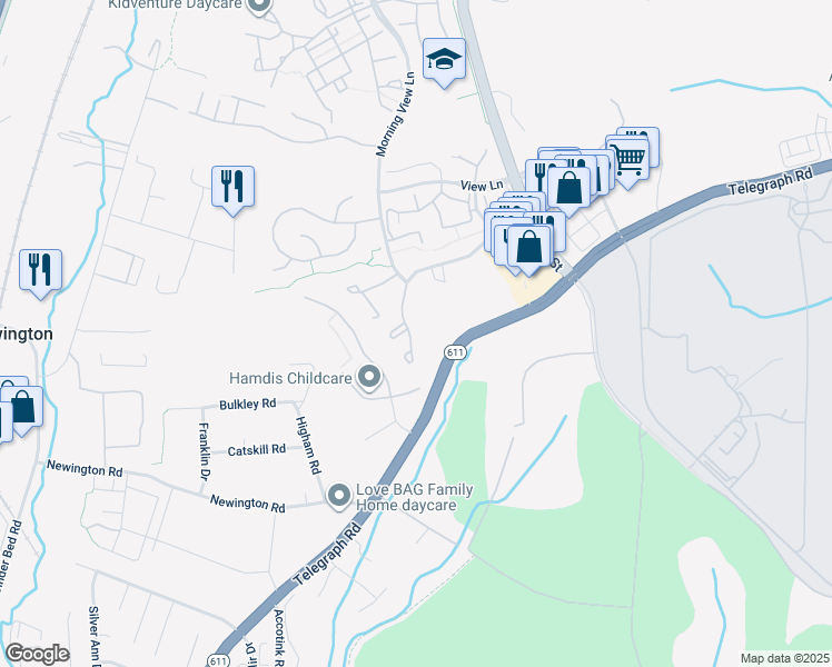 map of restaurants, bars, coffee shops, grocery stores, and more near 8041 Sky Blue Drive in Alexandria