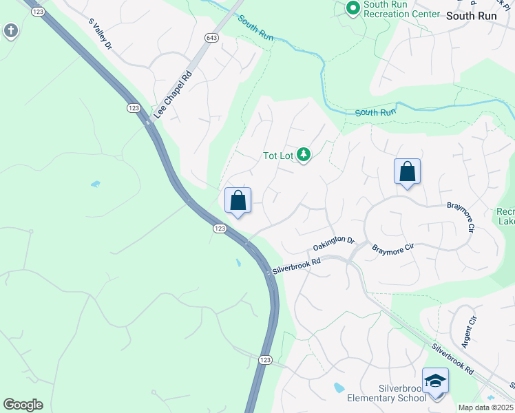 map of restaurants, bars, coffee shops, grocery stores, and more near 8042 Oak Hollow Ln in Fairfax Station