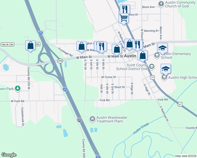 map of restaurants, bars, coffee shops, grocery stores, and more near 428 West Cross Street in Austin