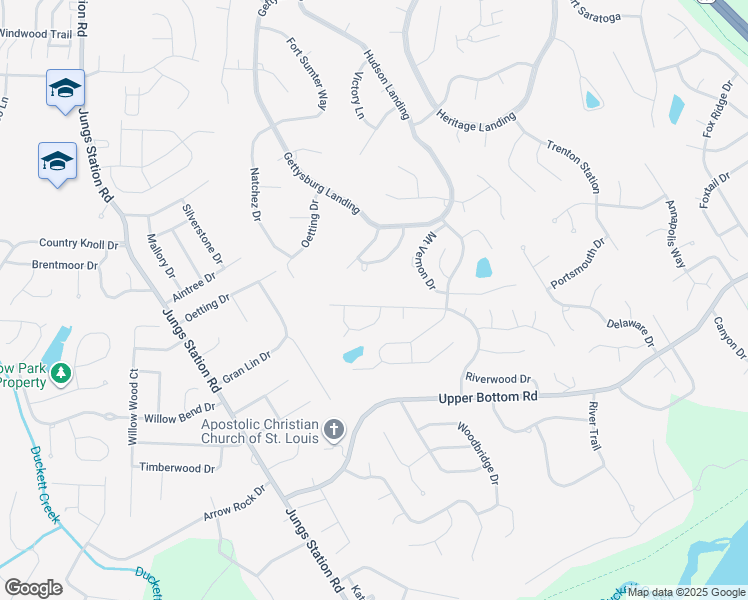 map of restaurants, bars, coffee shops, grocery stores, and more near 419 Meramec Way in Saint Charles