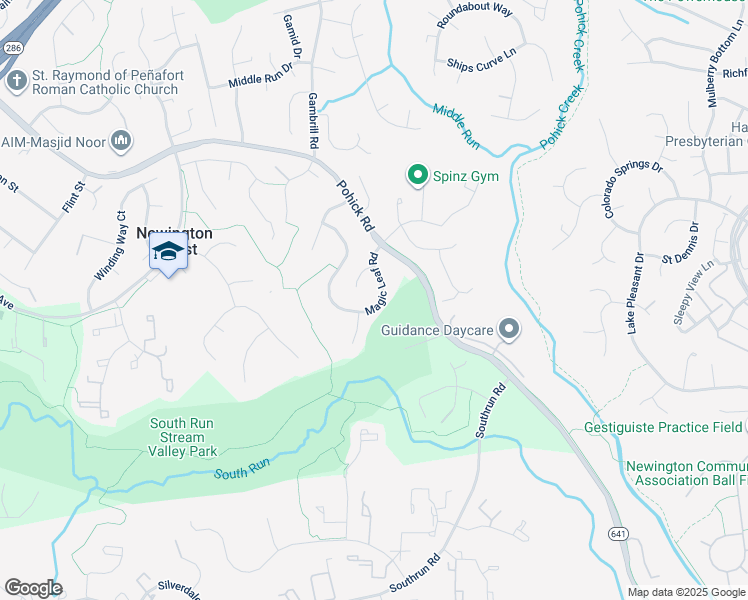 map of restaurants, bars, coffee shops, grocery stores, and more near 8320 Magic Leaf Road in Springfield