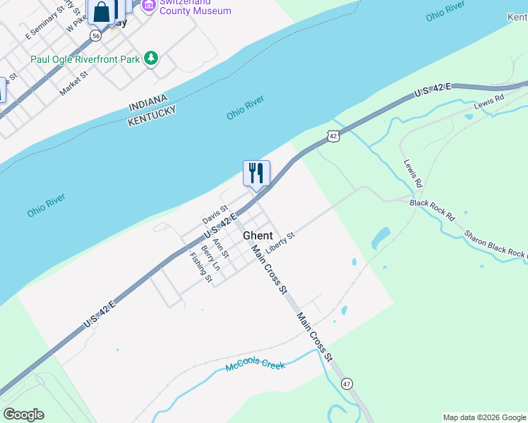 map of restaurants, bars, coffee shops, grocery stores, and more near Ferry St in Ghent