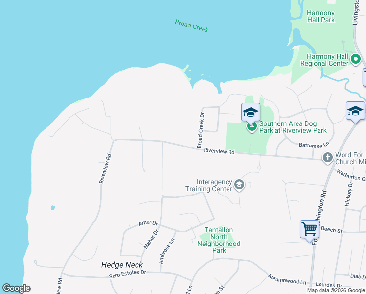 map of restaurants, bars, coffee shops, grocery stores, and more near 10808 Riverview Road in Fort Washington