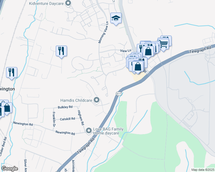 map of restaurants, bars, coffee shops, grocery stores, and more near 8029 Sky Blue Dr in Alexandria