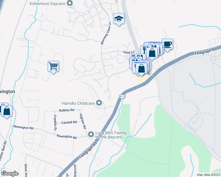 map of restaurants, bars, coffee shops, grocery stores, and more near 8029 Sky Blue Dr in Alexandria