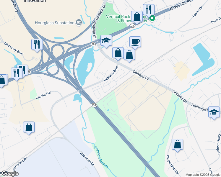 map of restaurants, bars, coffee shops, grocery stores, and more near 9932 Buchanan Loop in Manassas