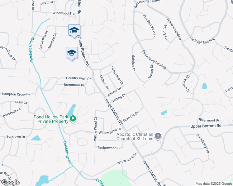 map of restaurants, bars, coffee shops, grocery stores, and more near 2970 Aintree Drive in Saint Charles