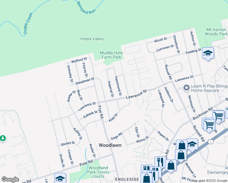 map of restaurants, bars, coffee shops, grocery stores, and more near 8021 Imperial Street in Alexandria
