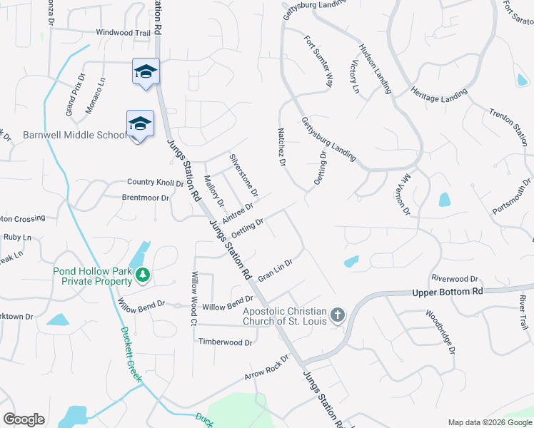 map of restaurants, bars, coffee shops, grocery stores, and more near 2941 Oetting Drive in Saint Charles