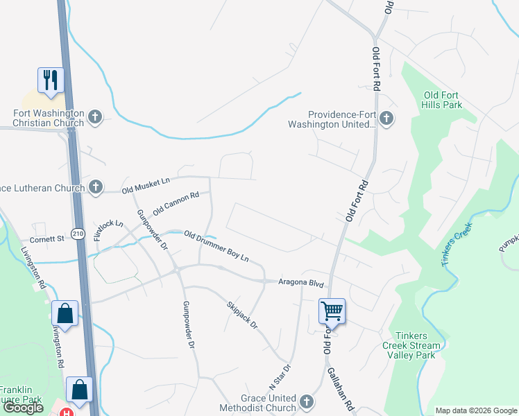 map of restaurants, bars, coffee shops, grocery stores, and more near 1606 Thomas Road in Fort Washington