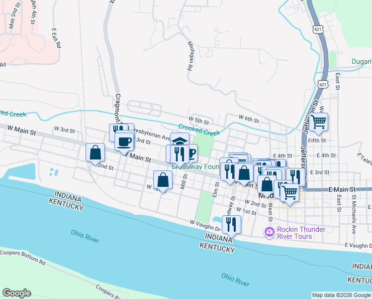map of restaurants, bars, coffee shops, grocery stores, and more near 608 West 3rd Street in Madison