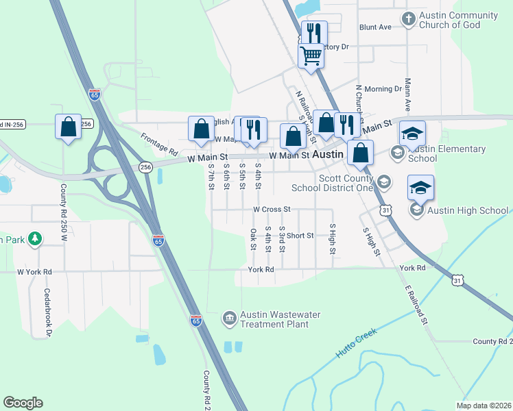 map of restaurants, bars, coffee shops, grocery stores, and more near 428 West Cross Street in Austin