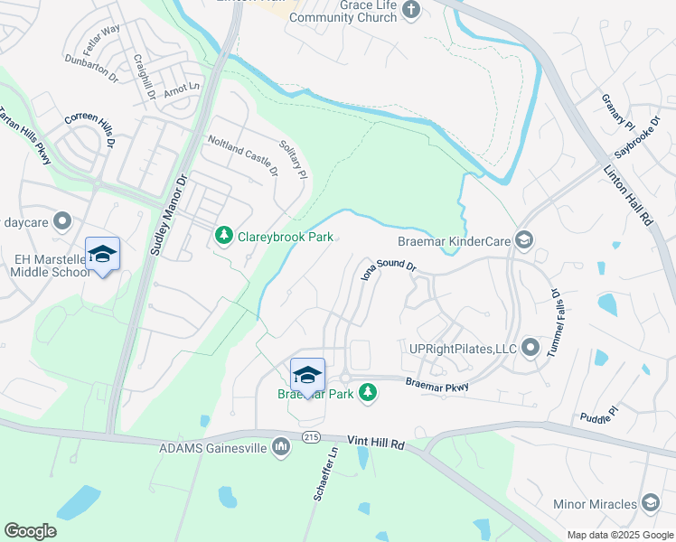 map of restaurants, bars, coffee shops, grocery stores, and more near 10036 Hume Ct in Bristow