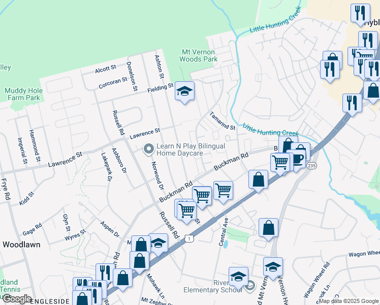 map of restaurants, bars, coffee shops, grocery stores, and more near 8050 Saint Julia Place in Alexandria