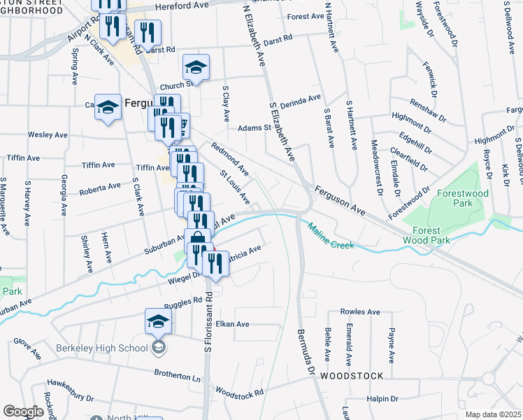 map of restaurants, bars, coffee shops, grocery stores, and more near 434 Saint Louis Place in St. Louis