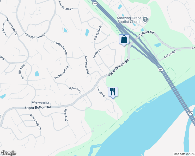 map of restaurants, bars, coffee shops, grocery stores, and more near 2446 Annapolis Way in Saint Charles